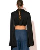 Wide Sleeve Crop Satin Shirt